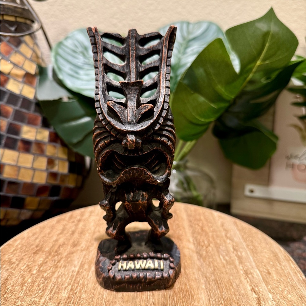 Vintage KC Company Hawaii, Hawaiian Tiki God of Long Life‎ Carved Figure.
